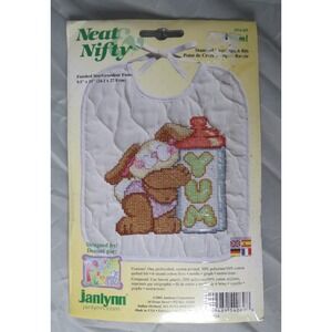 Janlynn Neat & Nifty Stamped Cross Stitch Baby Bib Kit 54-89 Bunny SEALED